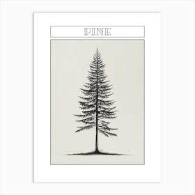 Pine Tree Minimalistic Drawing 1 Poster Art Print