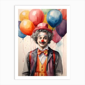 Clown With Balloons 2 Art Print