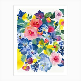 Camellia 3 Modern Colourful Flower Art Print