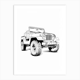 Jeep Wrangler Line Drawing 24 Art Print