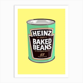 Green Heinz Baked Beans On Yellow Art Print