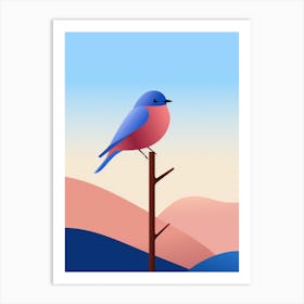 Minimalist Eastern Bluebird 2 Illustration Art Print