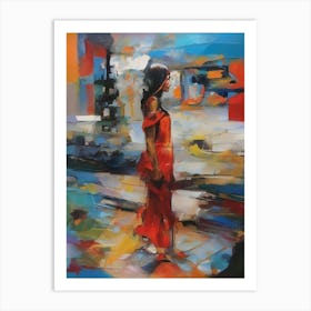 Woman In Red Dress 1 Art Print