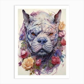 Roses And Dogs Art Print