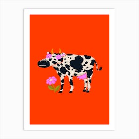 Grazing Cow Art Print