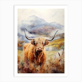 Ochre Colour Scheme Mountain Cow 2 Art Print