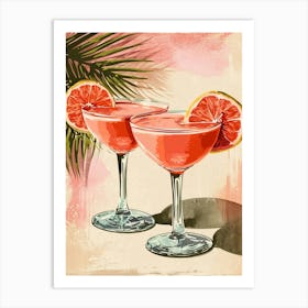 Paloma Cocktail Pink Watercolour Art Print