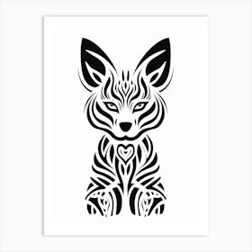 Linocut Fox Pattern 8 Art Print