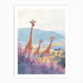 Herd Of Giraffes In The Wild Watercolour Style Illustration 1 Art Print