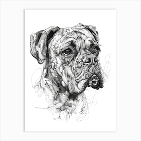 Boxer Dog Line Sketch 1 Art Print