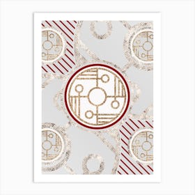 Geometric Abstract Glyph in Festive Gold Silver and Red n.0031 Art Print