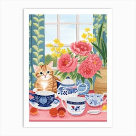 Animals Having Tea   Cat Kittens 0 Art Print