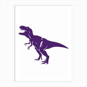 Purple T Rex Dinosaur Silhouette 1 Art Print