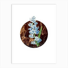 Vintage Orient Hyacinth Botanical in Gilded Marble on Clean White n.0029 Art Print