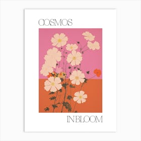 Cosmos In Bloom Flowers Bold Illustration 1 Art Print