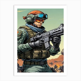 Soldier In The Desert Art Print