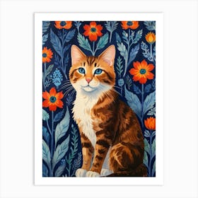 Cat In Flowers 3 Art Print