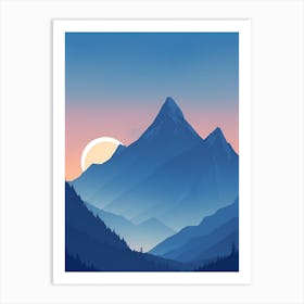 Misty Mountains Vertical Composition In Blue Tone 105 Art Print