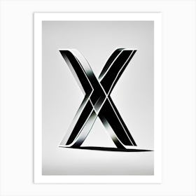 X  Letter, Alphabet Retro Minimal 1 Art Print
