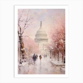 Dreamy Winter Painting Washington Dc Usa 1 Art Print