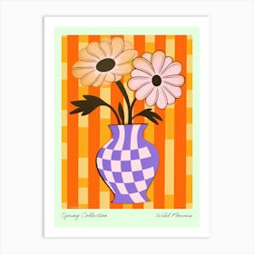 Spring Collection Wild Flowers Orange Tones In Vase 2 Art Print