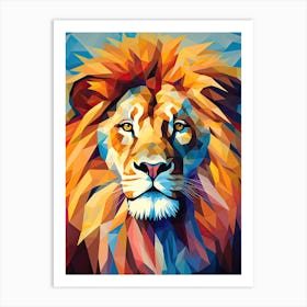 Lion Art Painting Cubistic Style 1 Art Print