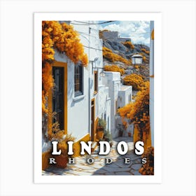 Lindos, Rhodes : Vintage Greek Architecture Art Print