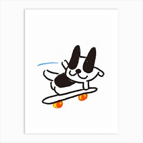 Funny Dog On A Skateboard Art Print