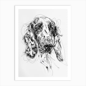 English Setter Dog Line Sketch 2 Art Print