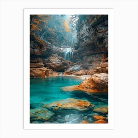 Waterfall In The Mountains 3 Art Print