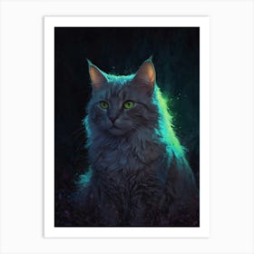 Cat In The Dark 1 Art Print