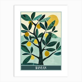 Banyan Tree Flat Illustration 4 Poster Art Print