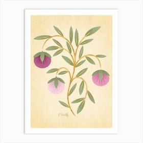 Vintage Pink and Gold Fruits Art Print