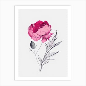 Peony Floral Minimal Line Drawing 1 Flower Art Print