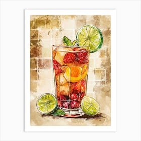 Pimm S Cup Watercolour Inspired Illustration 2 Art Print