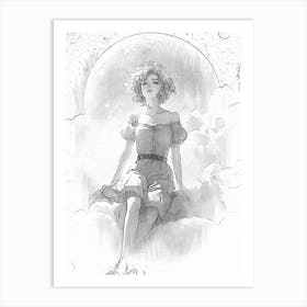 Girl In The Clouds Art Print