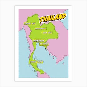 Thailand Pop Art Map Art Print