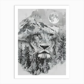 Lion In The Snow Art Print