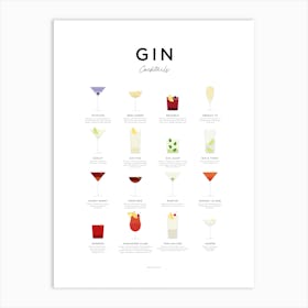 Gin Cocktails Minimal Art Print
