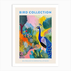 Colourful Brushstroke Peacock 10 Poster Art Print