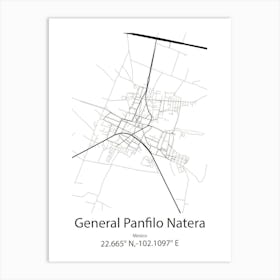 General Panfilo Natera,Mexico Minimalist Map Art Print