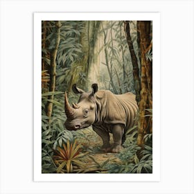 Rhino Exploring The Forest 1 Art Print