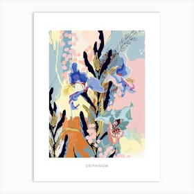 Colourful Flower Illustration Poster Delphinium 1 Art Print