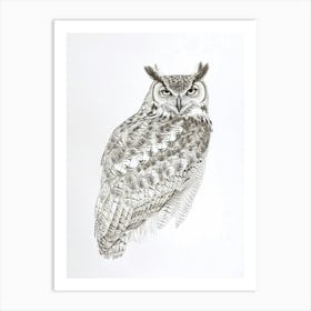 Verreauxs Eagle Owl Drawing 1 Art Print