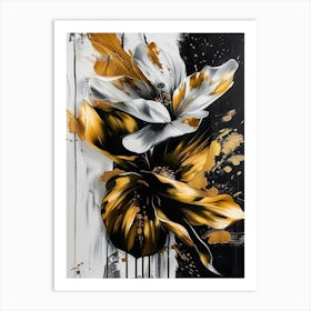 Gold And White Flowers 1 Art Print