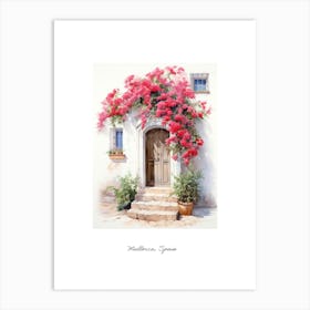 Mallorca, Spain   Mediterranean Doors Watercolour Painting 4 Poster Art Print
