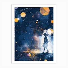 Girl In The Night Sky Art Print