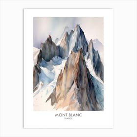 Mont Blanc France Watercolour Travel Poster 2 Art Print
