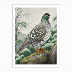 Ohara Koson Inspired Bird Painting Grouse 2 Art Print