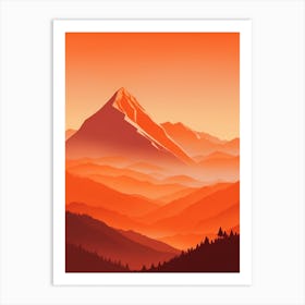 Misty Mountains Vertical Composition In Orange Tone 248 Art Print